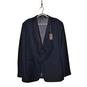 MADISON NEW $160 Modern Fit Blue Two Button Sport Coat Black Trim Men's 46L